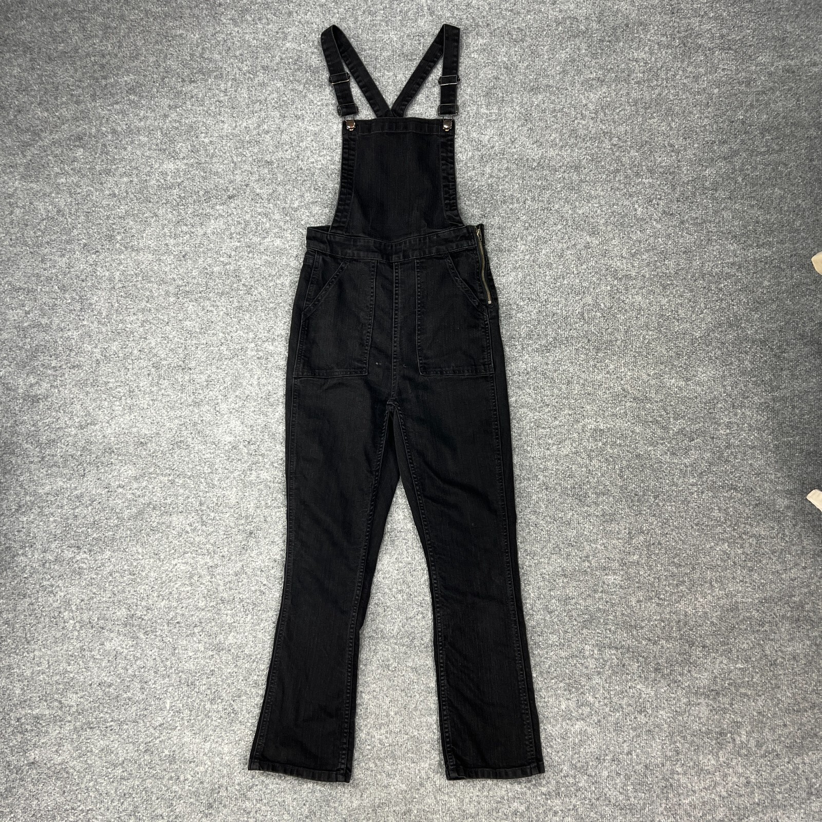 Madewell Cali Denim Bootcut Overalls Womens S Small Black Frost Kicked Leg *READ