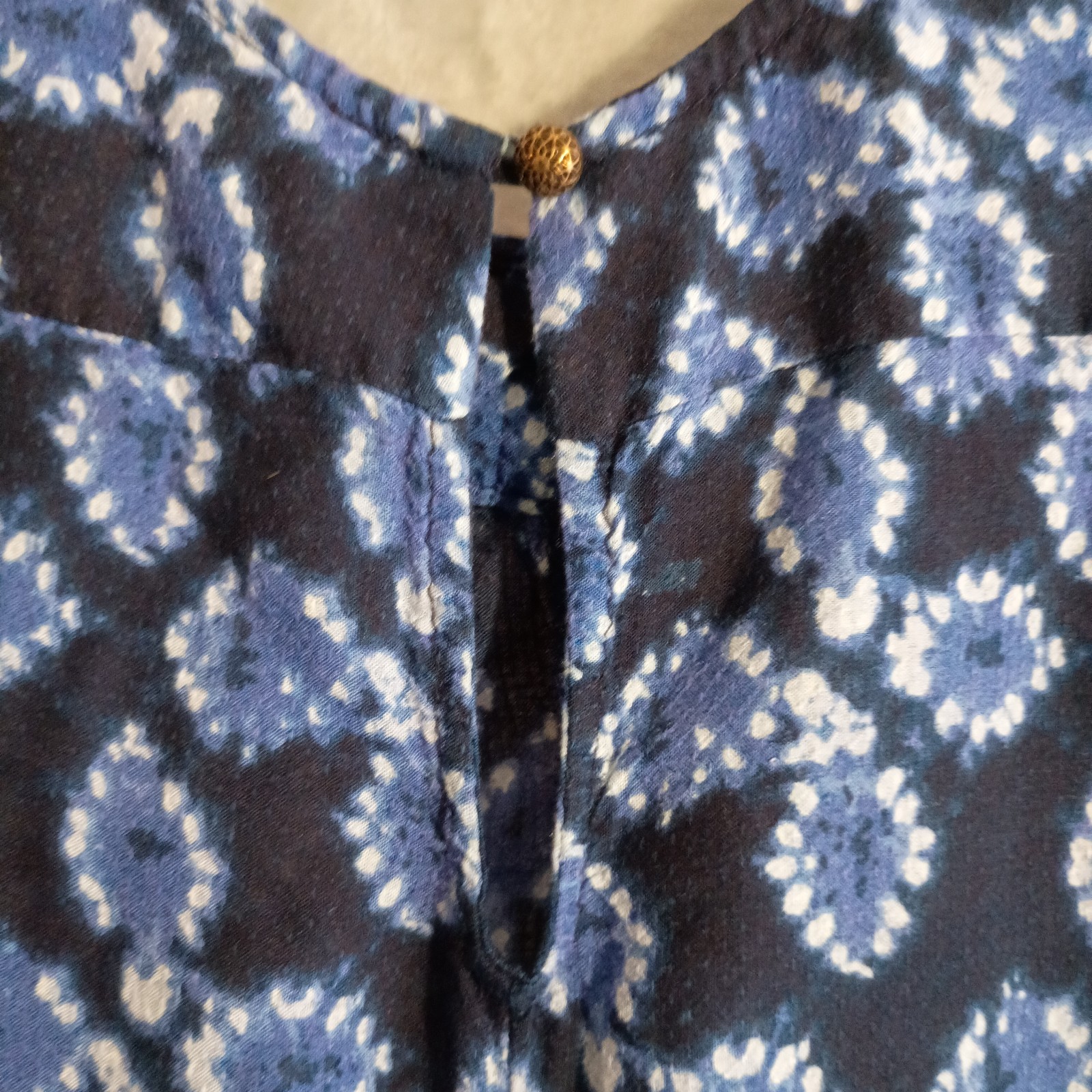 Anthropologie Bristol Wide Leg Jumpsuit Ikat Blue Sz S Flowy Boho Coastal-core