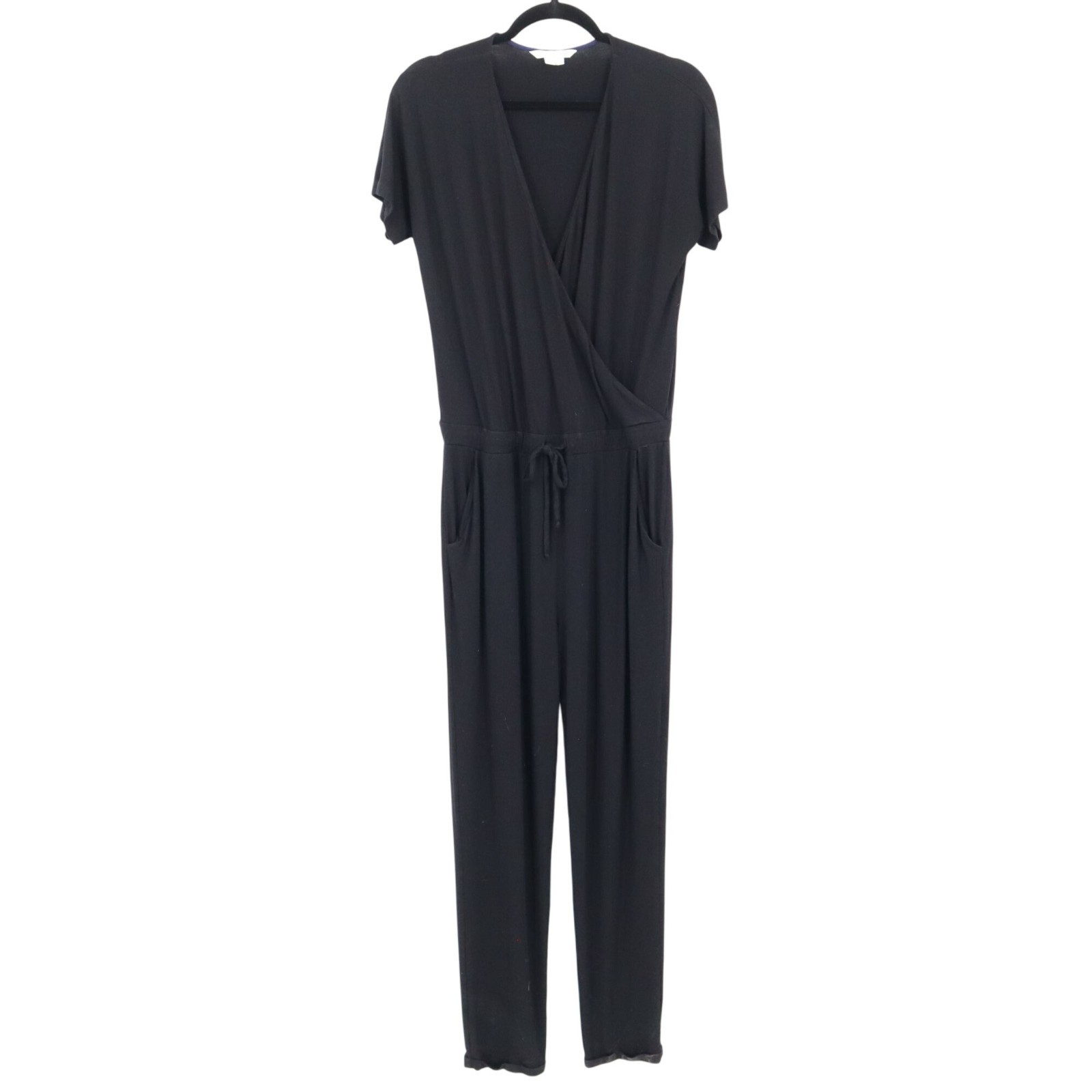 Boden Faux Wrap Jumpsuit Womens 4L Black Athleisure Casual Comfortable Timeless
