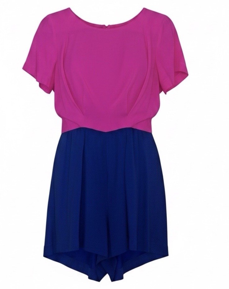 Medium Amanda Richard Silk Hot Pink Short Romper Revolve