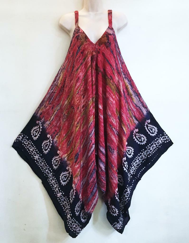 Sacred Threads Hippie Boho Festival Harem Tie Dye Block Print Jumpsuit 220317