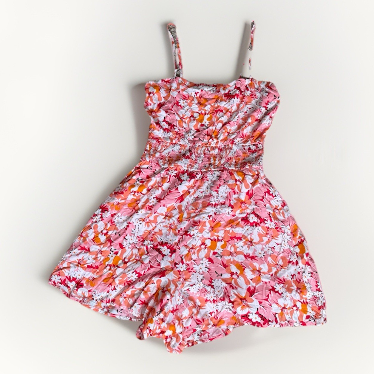 Pink Lily Romper Womens Small Floral Smocked Summer Vacation Outfit