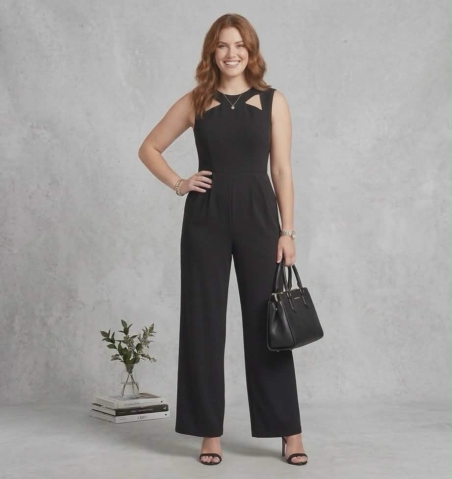 Calvin klein Black Jumpsuit 12 wide/Leg Capsule Wardrobe Minimalist timeless