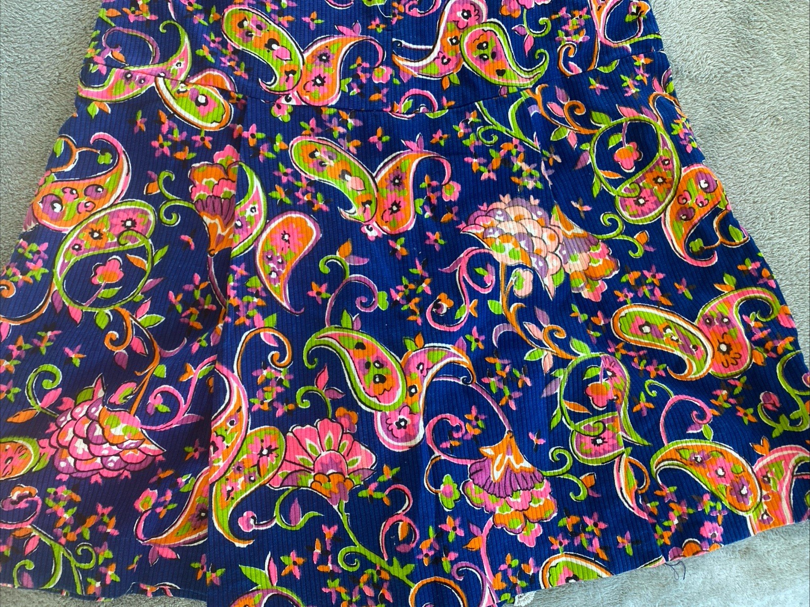 Vintage Shaker Square Size 14 Psychedelic Paisley Neon Skort Romper 60’s Groovy
