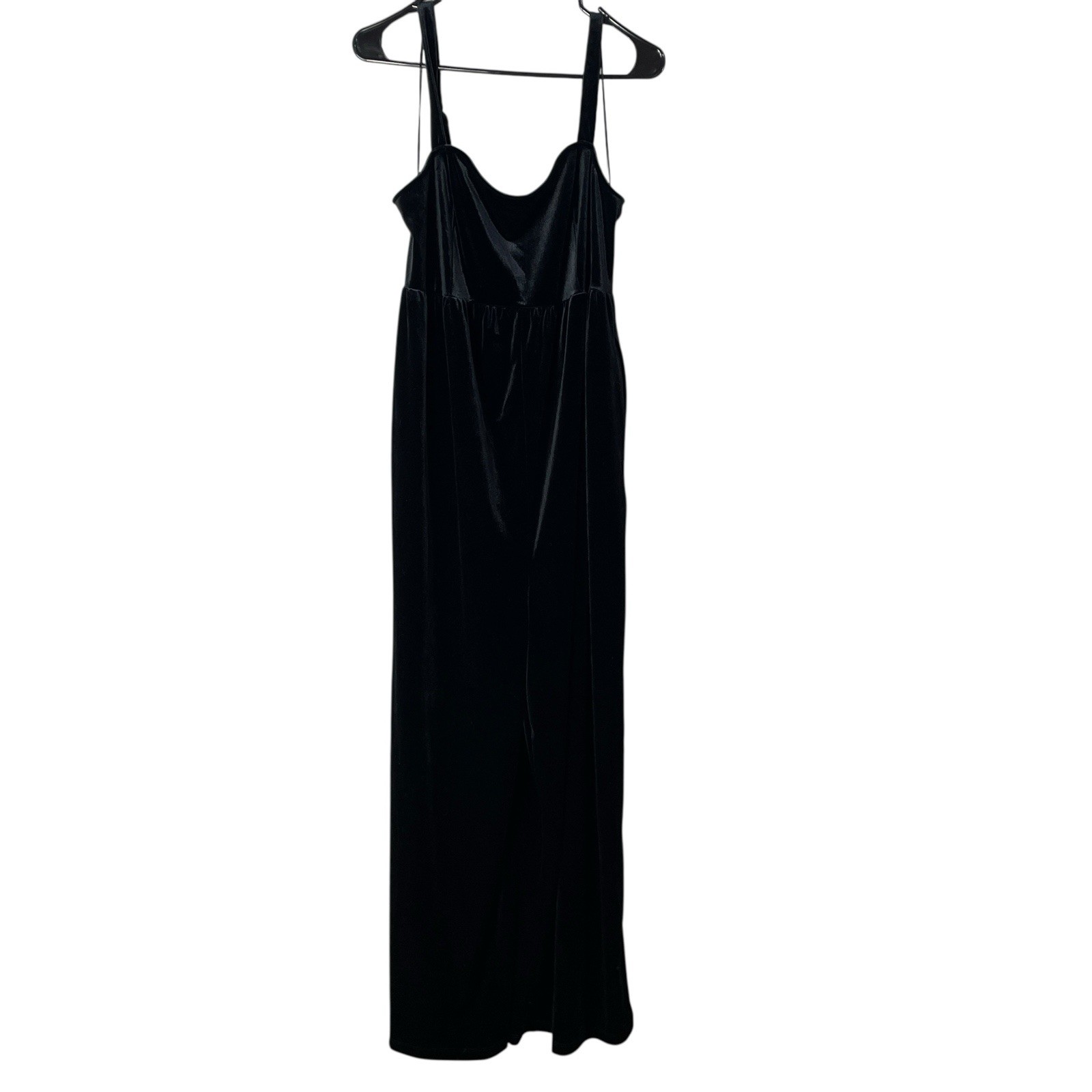 Old Navy Maternity Black Velvet Wide Leg Jumpsuit Adjustable Straps Women Large