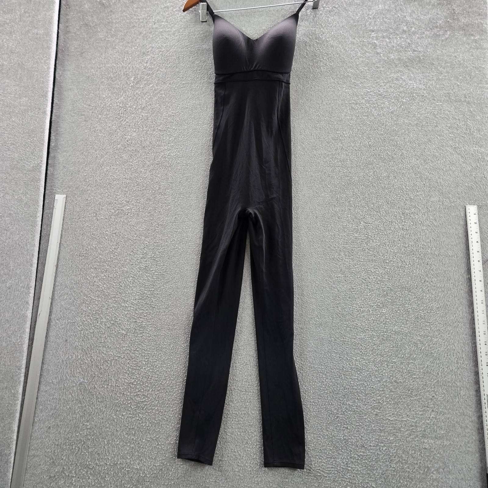 VSX Women Jumpsuit M Black Yoga Legging Logo Athletic Sleeveless 26″