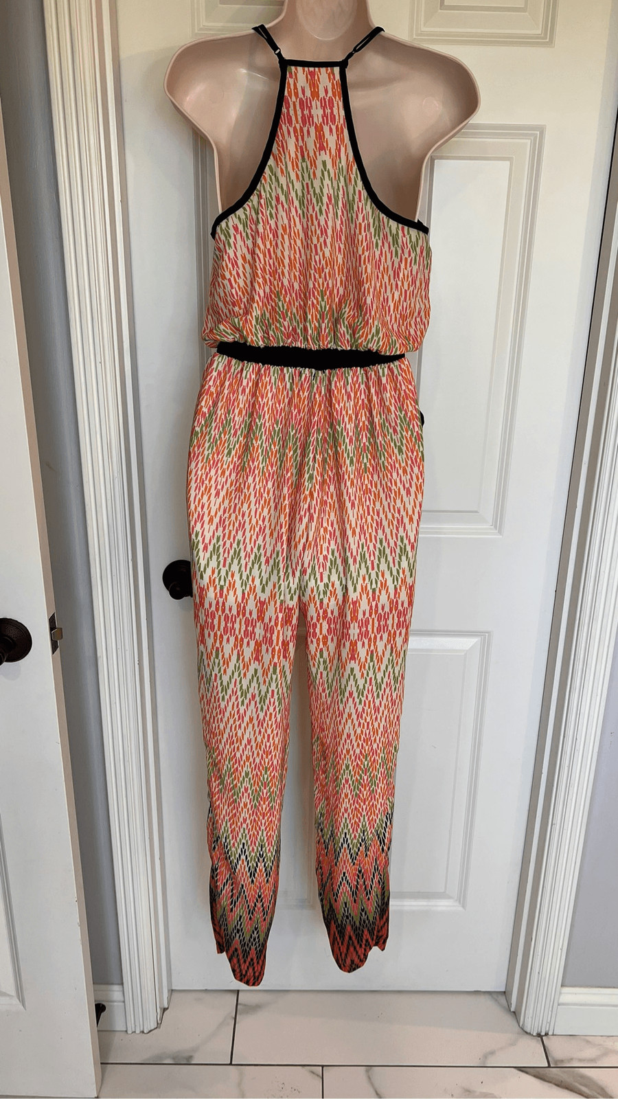 Haute Hanger Women’s M Pants Tank Top One Piece Romper Pockets Orange Green