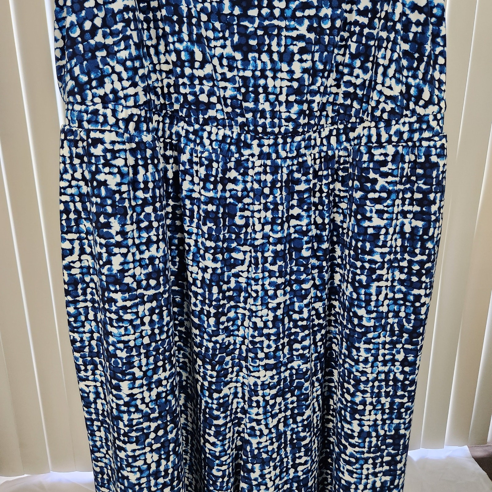 Lane Bryant Jersey Jumpsuit Wide Leg Empire Elastic Waist Blue White Size 18/20