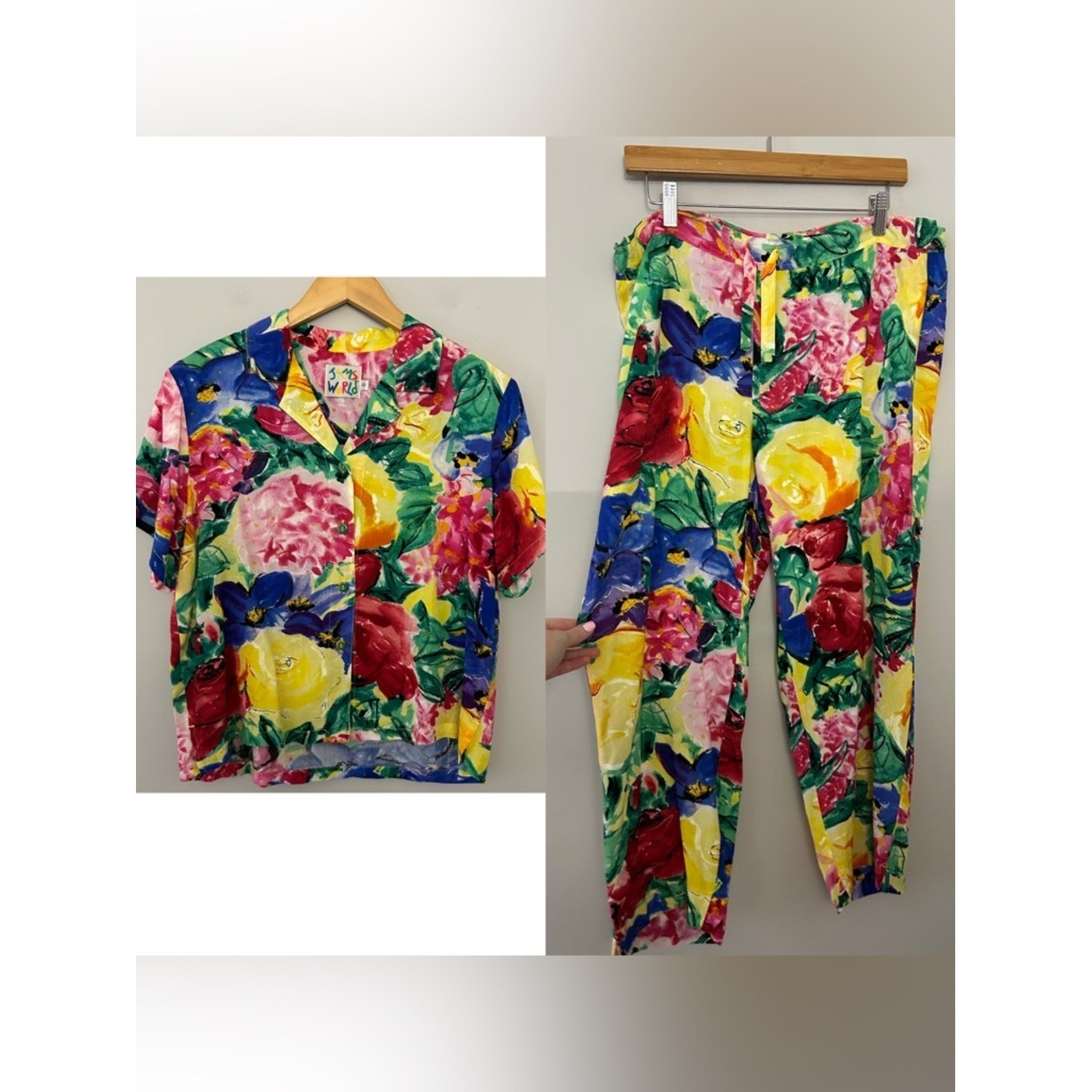 Jams World Flower Patch Colorful Floral Print Top and Pants Set
