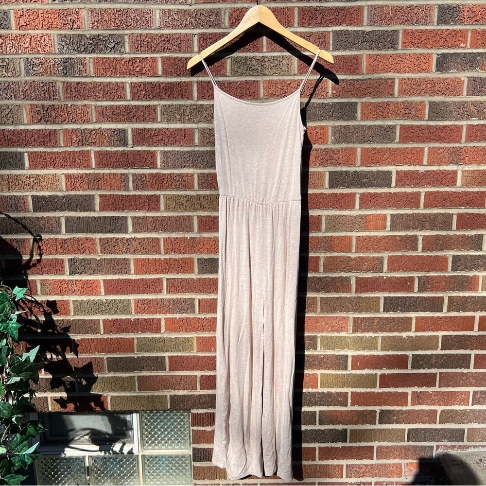 Antistar Beige Spaghetti Strap Wide Leg Jumpsuit