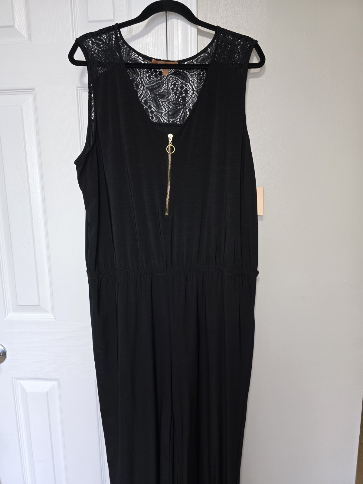 Womens Ellen Tracy Wide Leg Black Jumpsuit Whimsigoth Feminine Casual NWT Sz XL