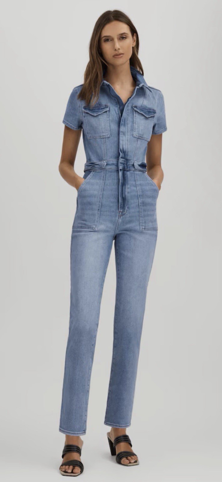 GOOD AMERICAN Stretch Straight Leg Jumpsuit Mid Blue Women’s Size 1 NWT