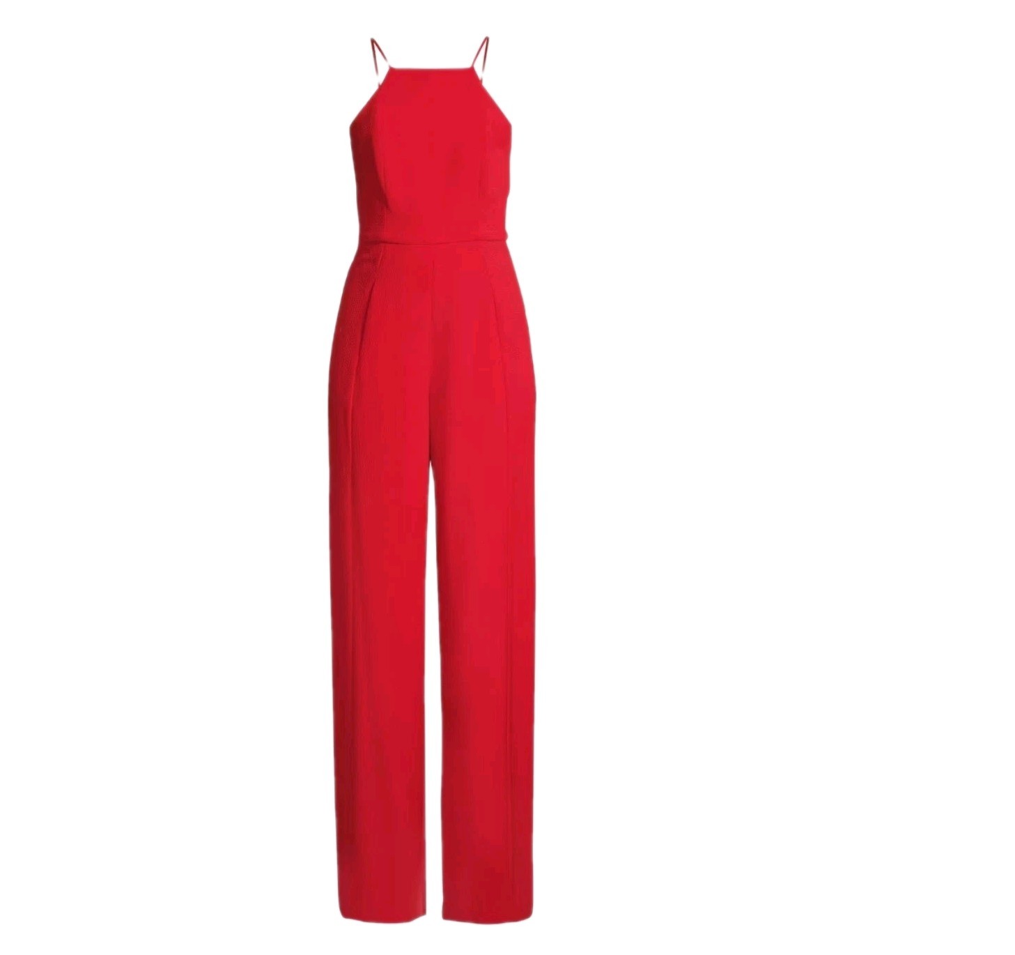 Black Halo Joaquin Red Wide Leg Jumpsuit Pebble Crepe Size 2 Valentine’s Day
