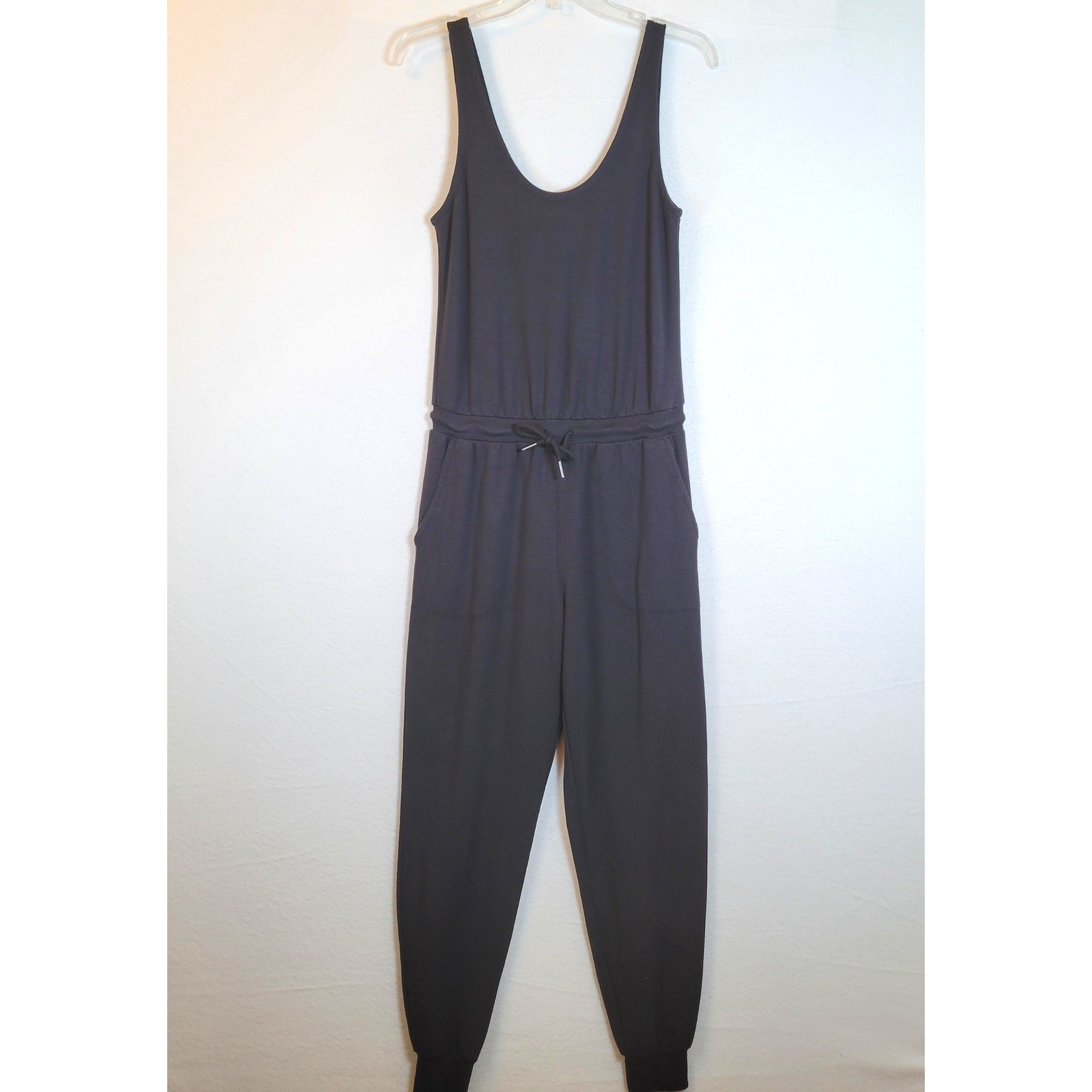 Athleta Womens Tank Pockets Jogger Jumpsuit Size XS Black Athleisure Loungewear