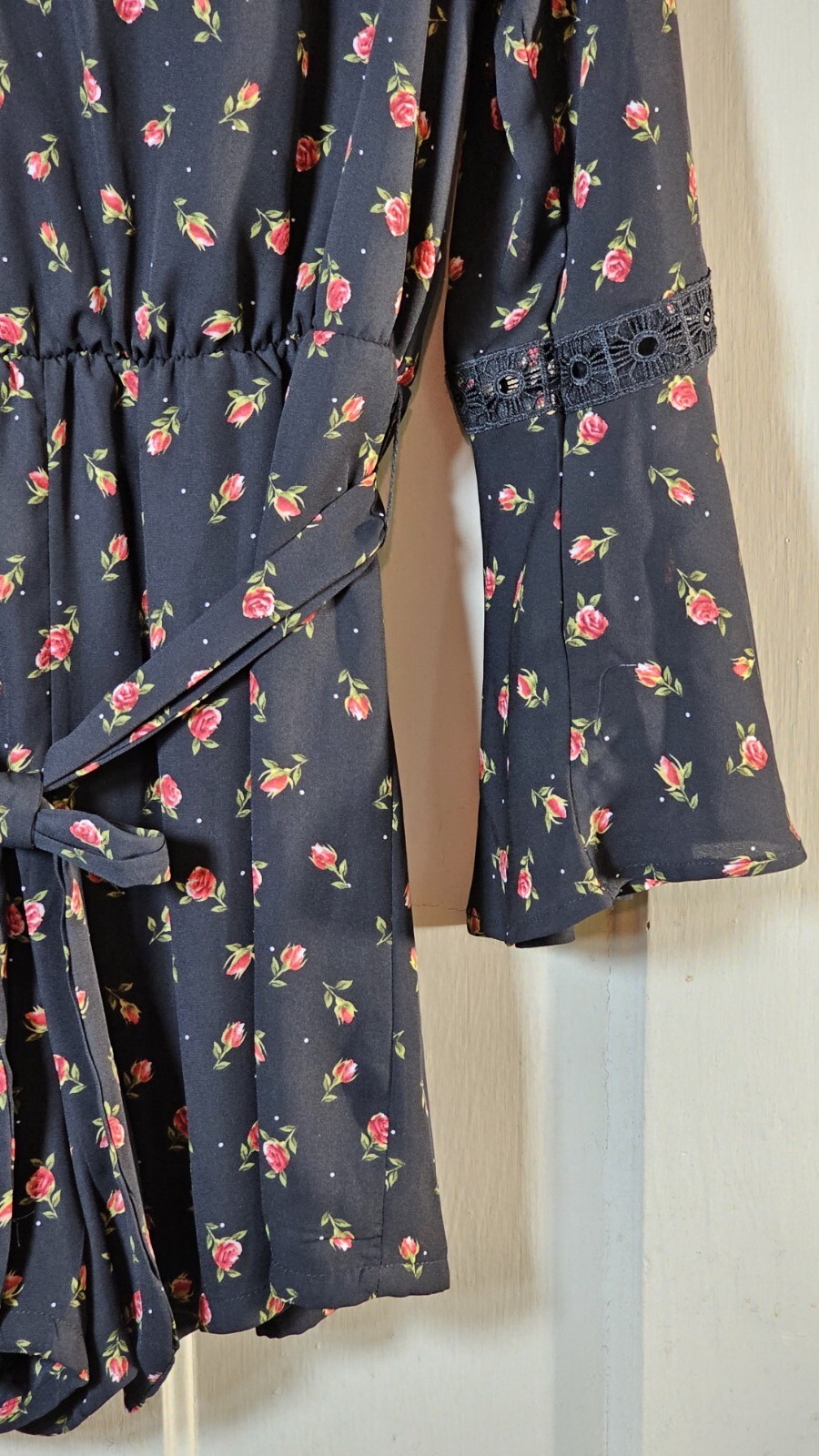 Disney Princess Romper Junior Size L Black Roses Belle Beauty Beast Cottagecore
