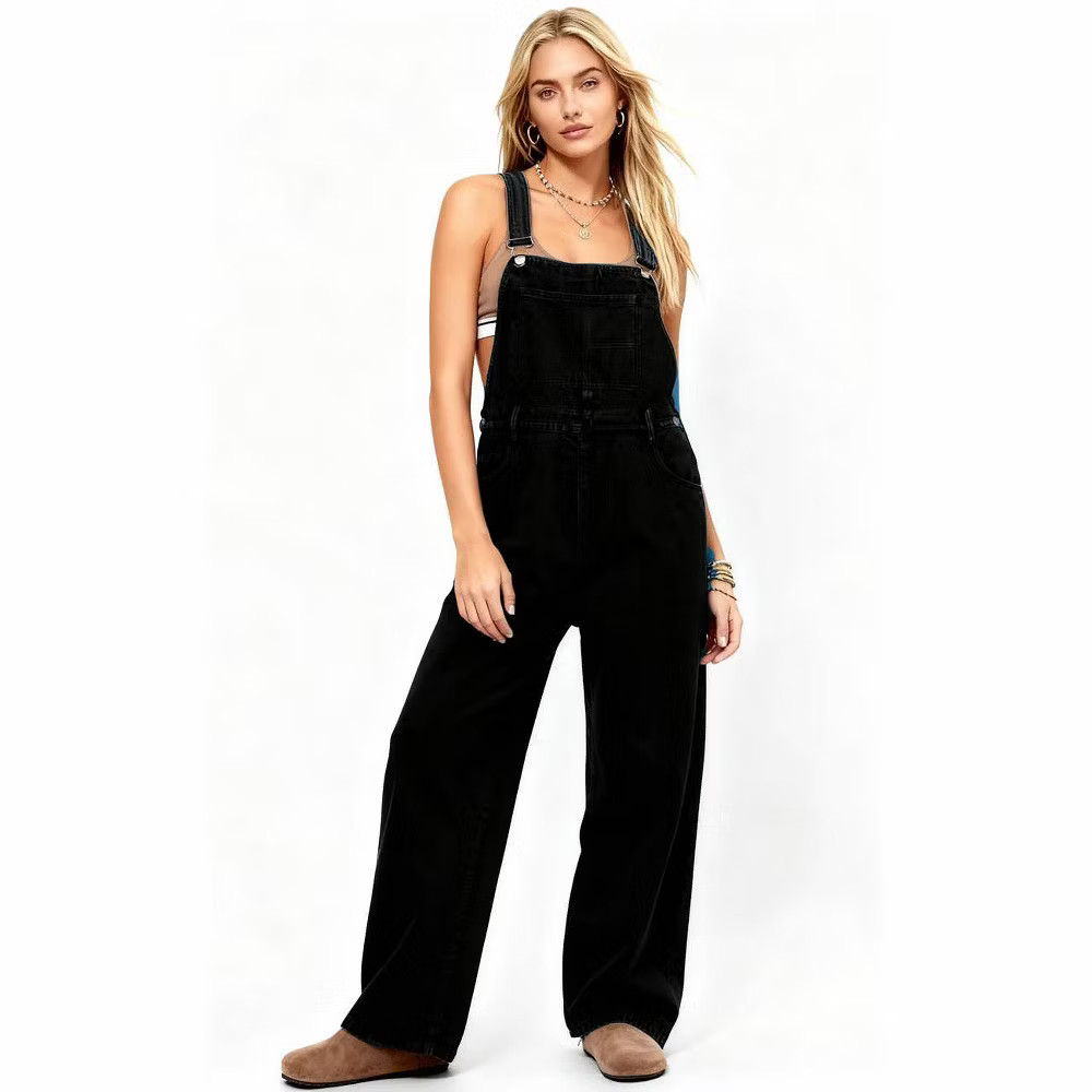 Women Classic Denim Overalls – Relaxed Fit with Wide Legs & Functional
