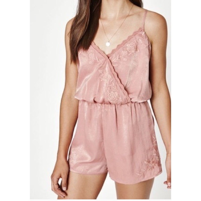 Kendall + Kylie Blush Pink Romper Embroidered Detail Poliester Sz M