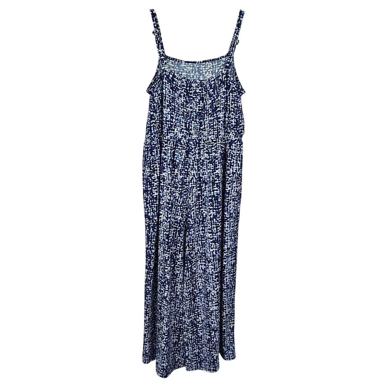 Lane Bryant Jersey Jumpsuit Wide Leg Empire Elastic Waist Blue White Size 18/20