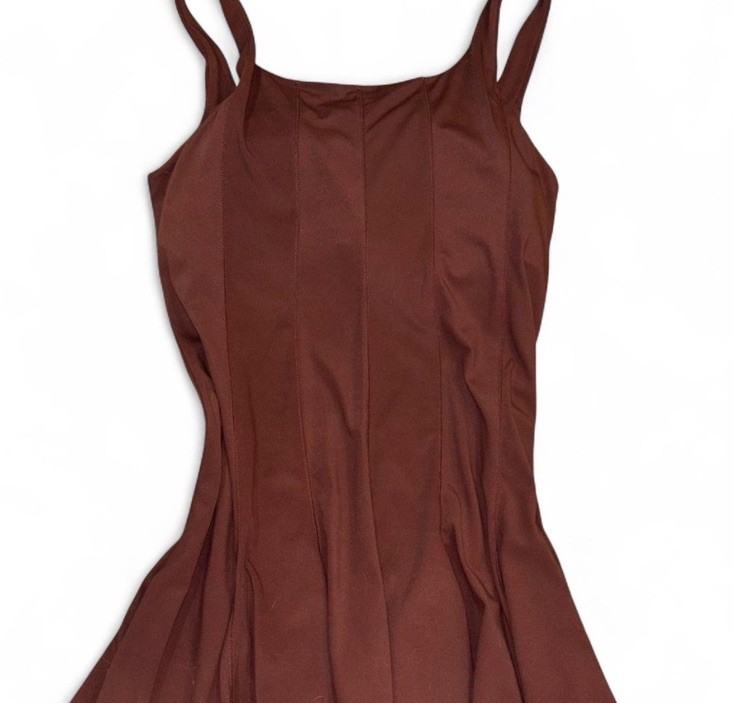 Women’s Brown Sleeveless tennis dress with shorts Solid Regular Size L