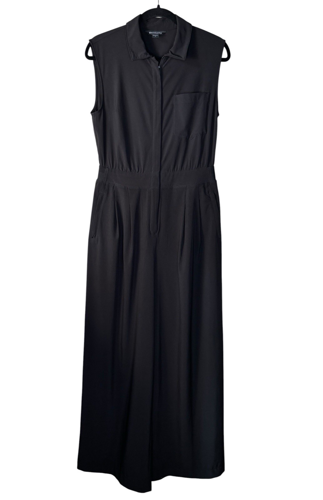 Athleta Brooklyn Heights Wide Leg Jumpsuit in Black Size 8 Zip Front Sleeveless