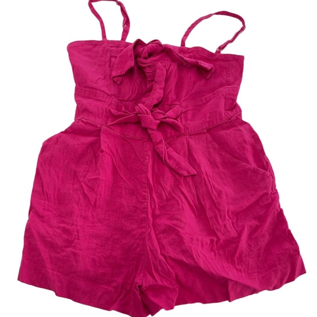 Milly Romper Womens Size 6 Pink Anya Bow Front Cutout Barbiecore Playsuit