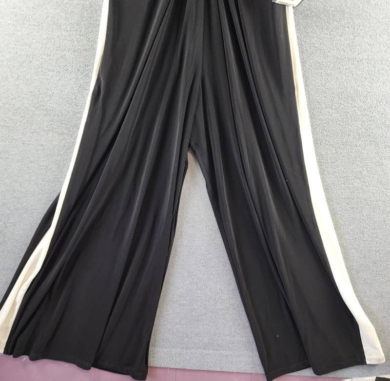 Vince Camuto Halter Twist Front Wide Leg Jumpsuit Women’s XL Black/Ivory Zip