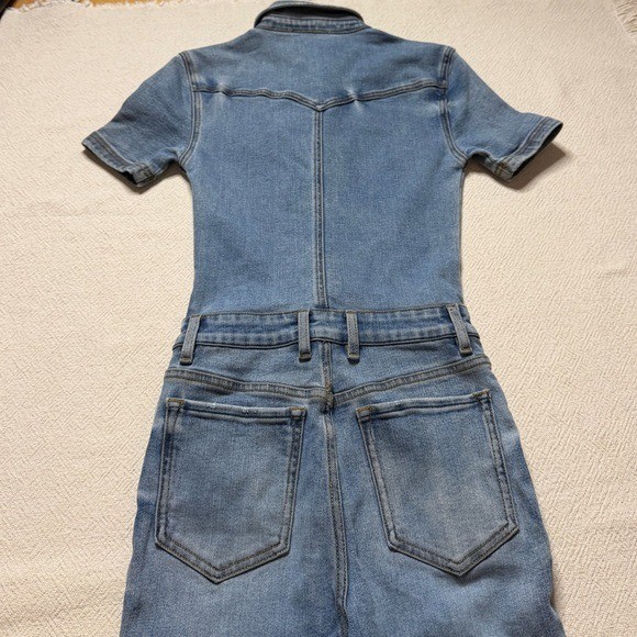SEROYA Women Fallon Blue Denim Jumpsuit XS Western Flare Bootcut Festival