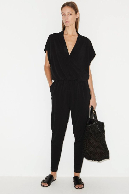 By Malene Birger Isina Jumpsuit Size 36 in Black Short Sleeve Designer