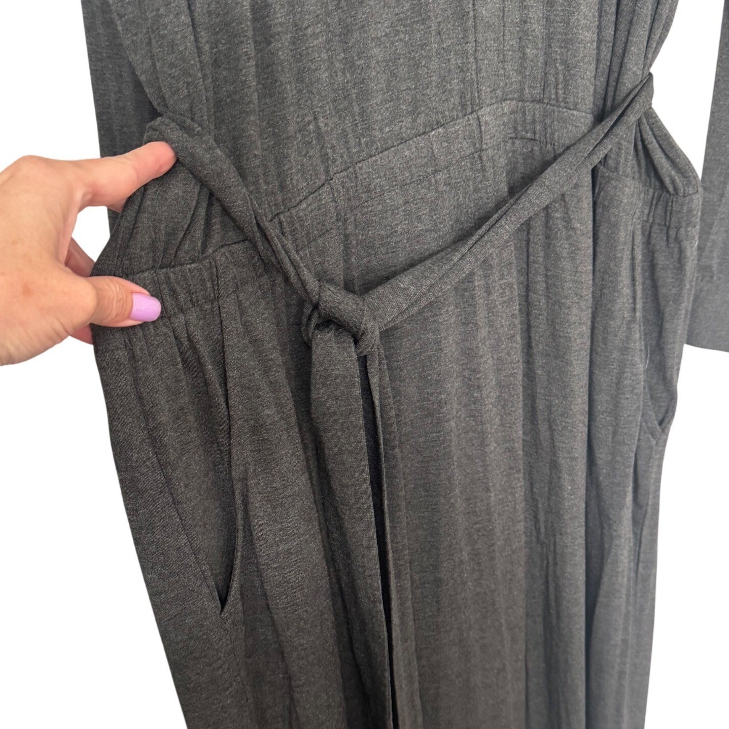 Soft Surroundings Charcoal Gray Modal Blend Straight Leg Jumpsuit Size 3X