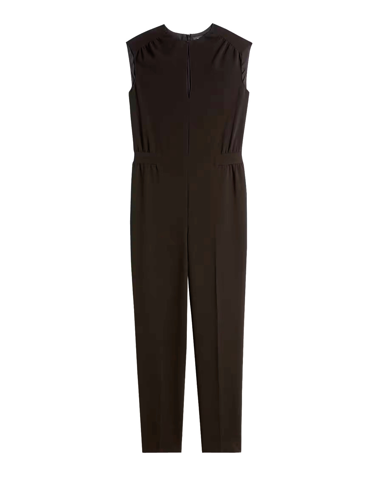 NWT Theory Shirred Jumpsuit in Black Classic Crepe Keyhole Neck Jumpsuit 6