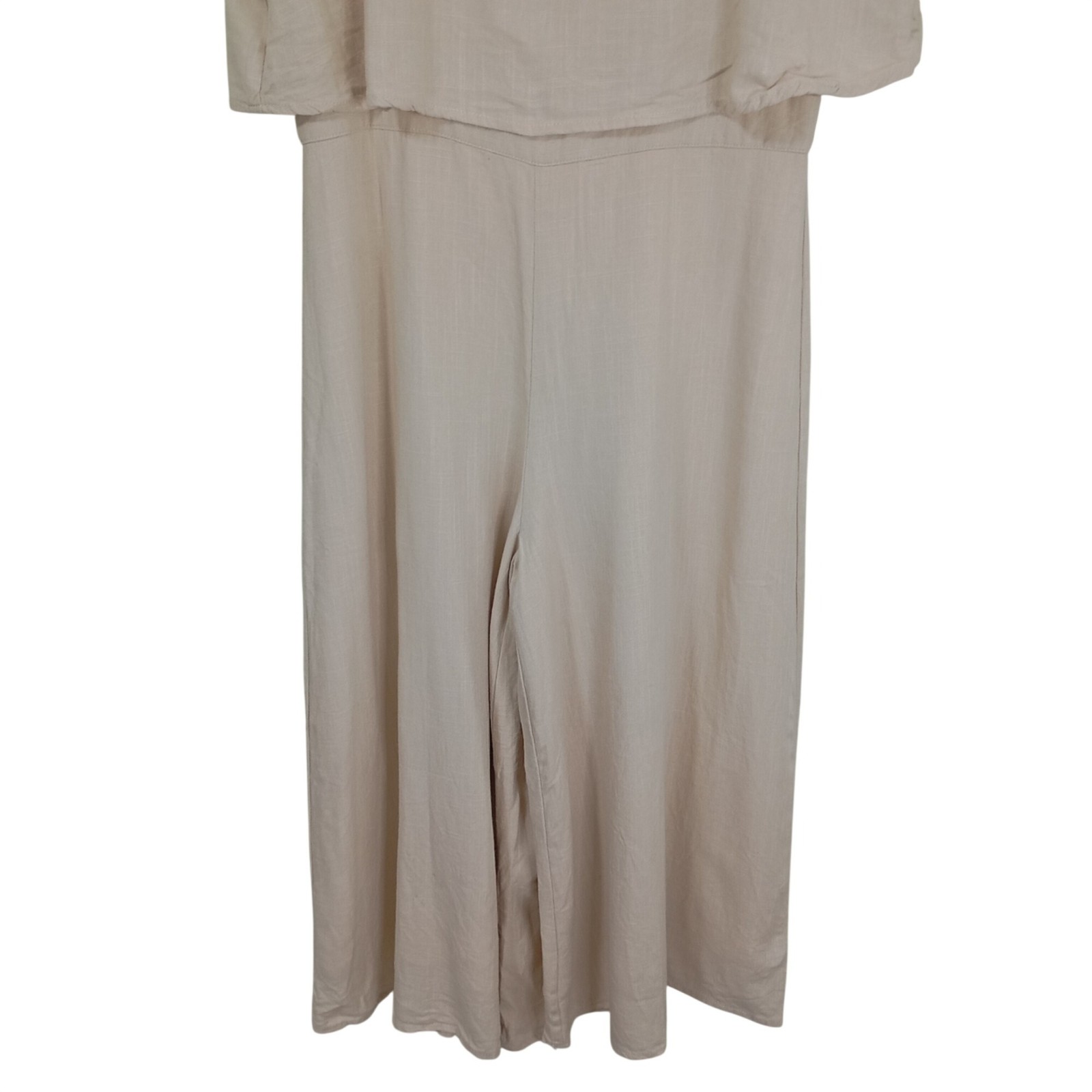 MVN The Label Jumpsuit Beige Sz M Linen Blend Relaxed Fit Lightweight Fabric