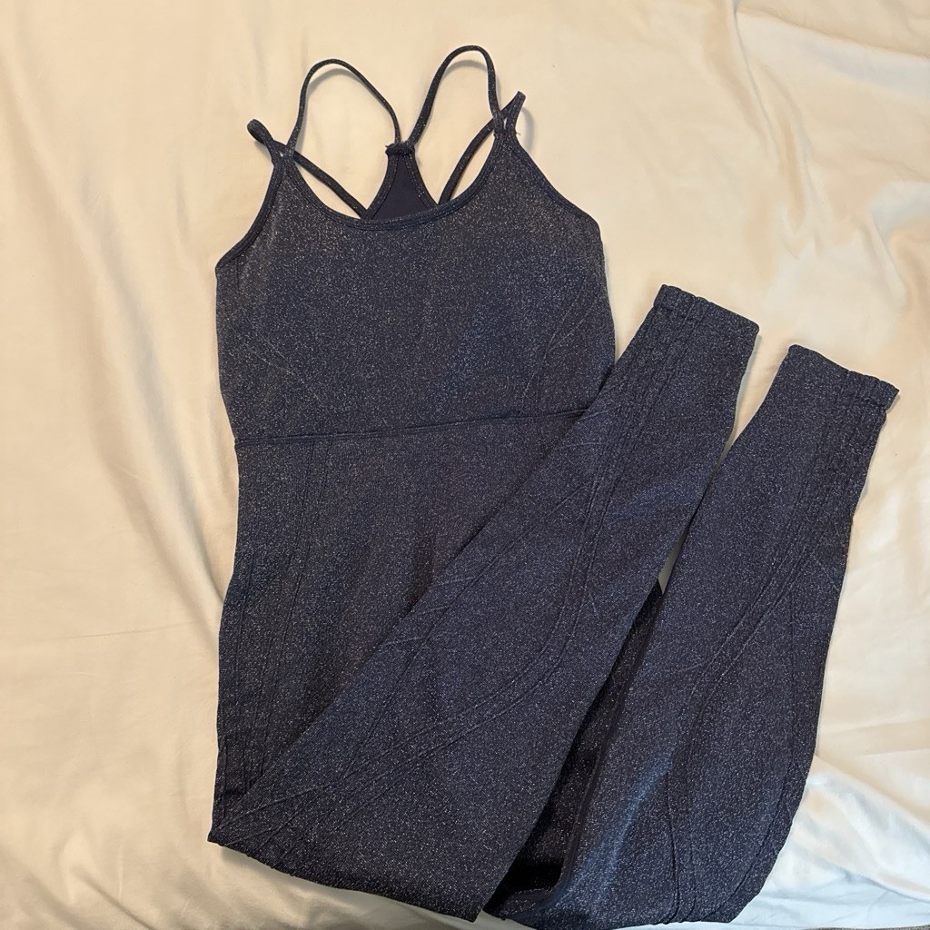 Fabletics Womens Navy Sleeveless Strappy Sleeve Jumpsuit One-Piece Regular S