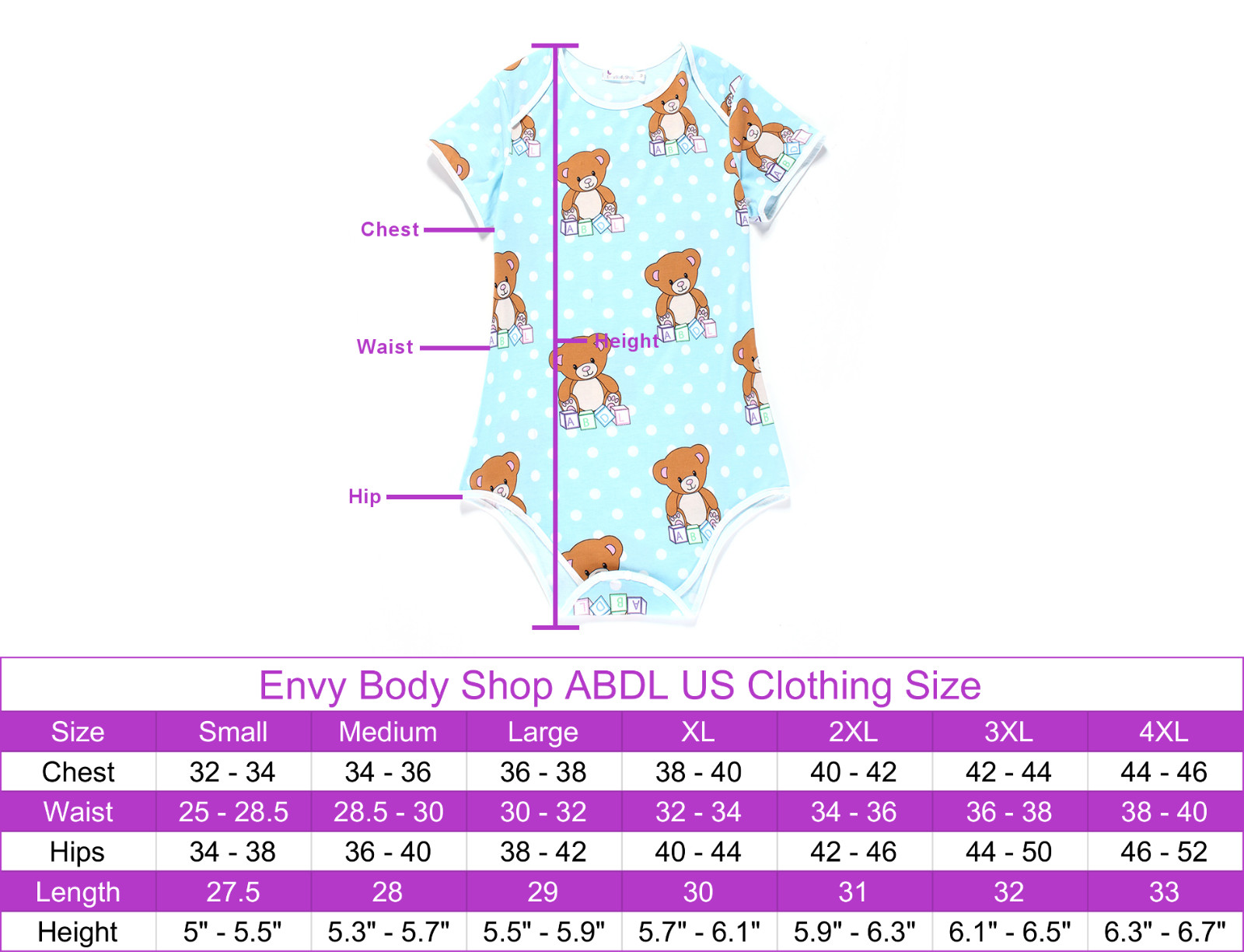 Adult Snap Crotch Romper, Button Down, Nursery Bear