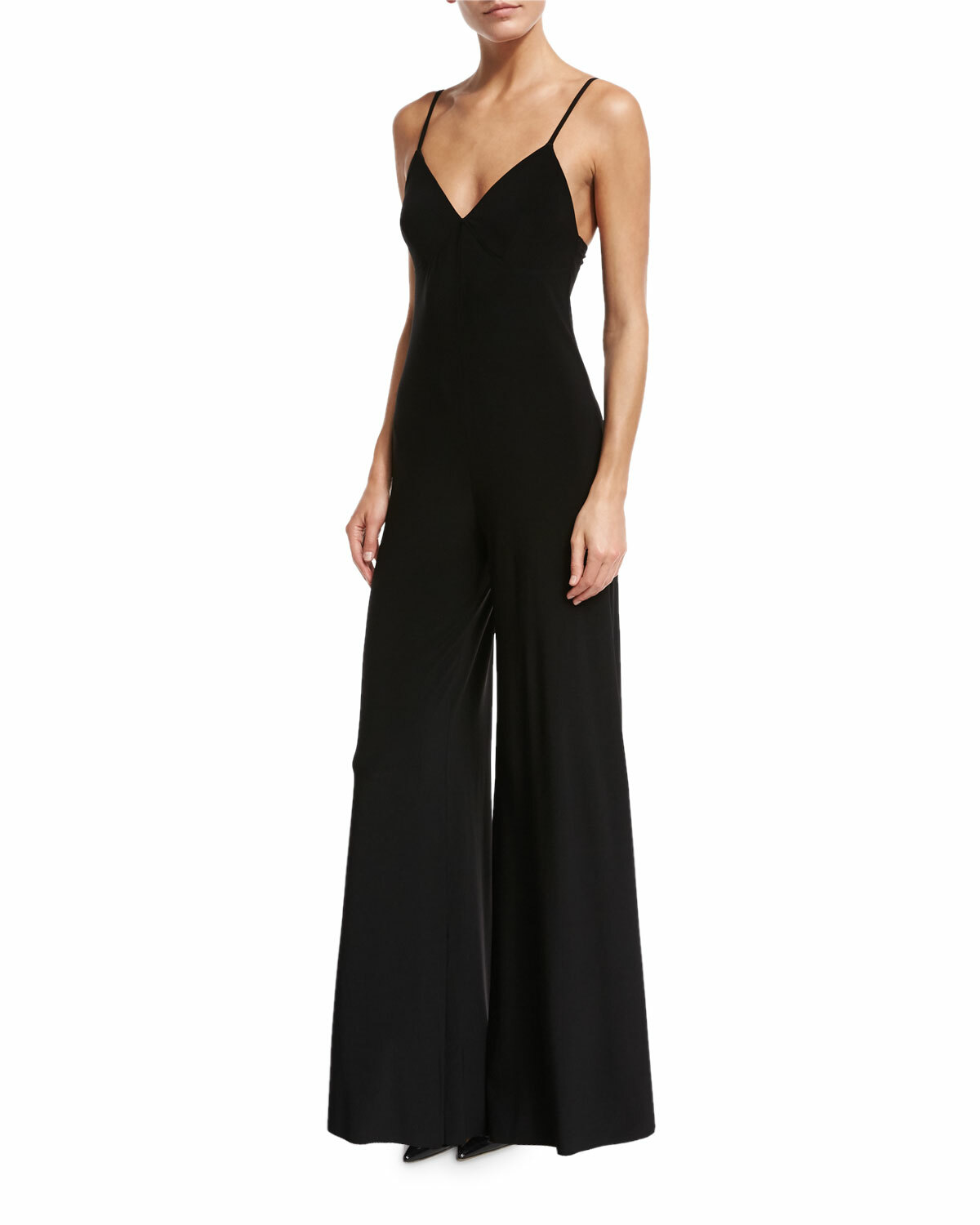 NORMA KAMALI Wide-Leg Slip Black Jumpsuit L17007 Size XS / 34