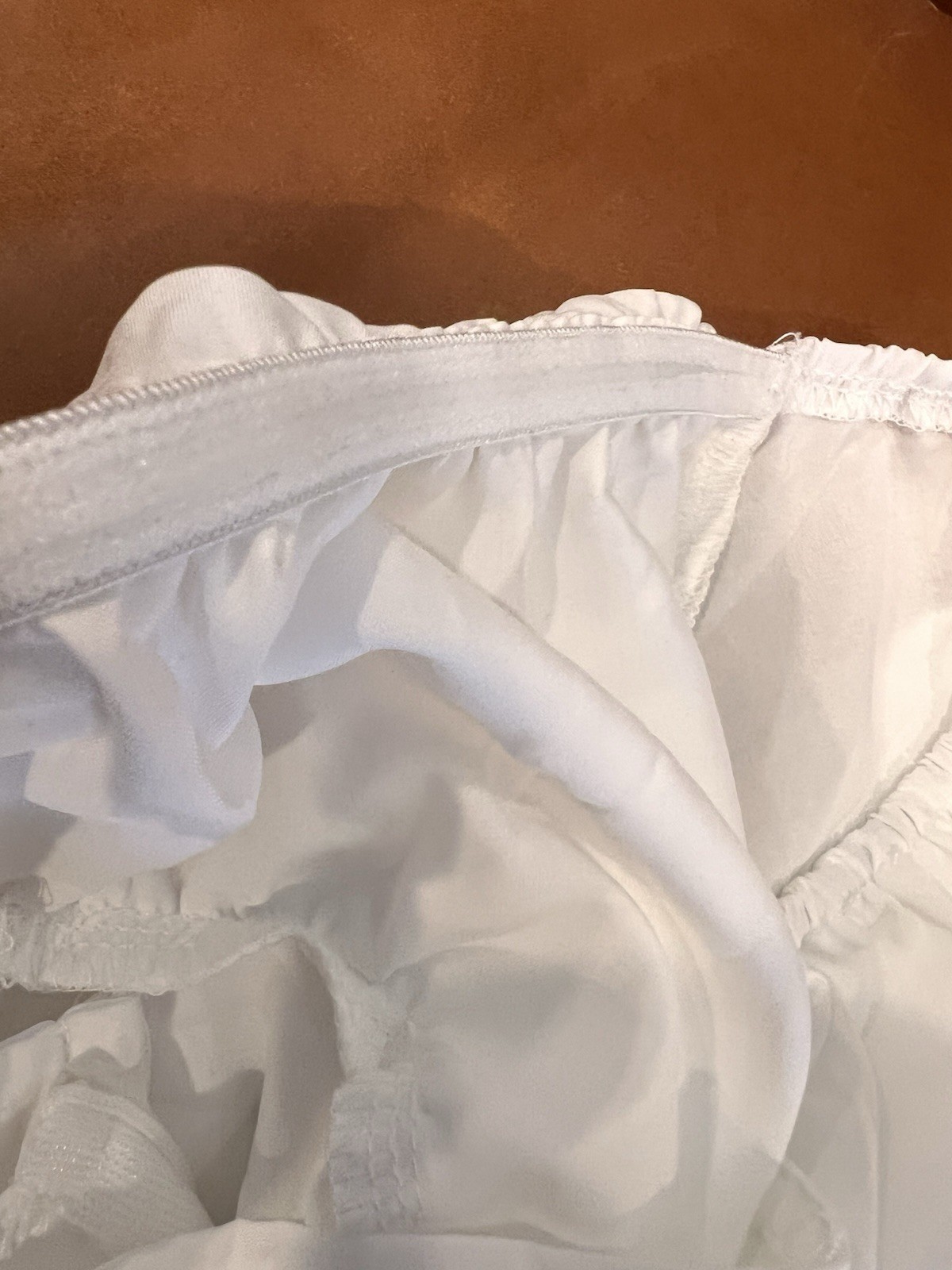 Cream White Milkmaid Romper Overskirt Skort Playsuit Puff Sleeve Medium Cottage