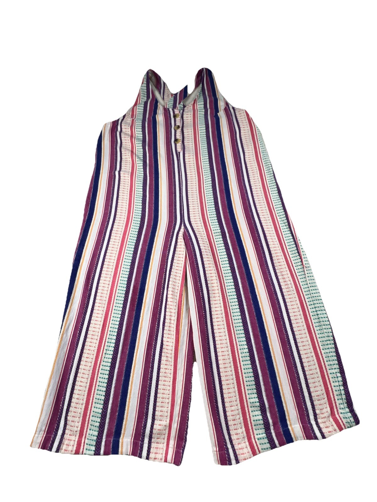 Wide Leg 2X Plus Jumpsuit Sleeveless Cropped Boho Striped Curvy Festival