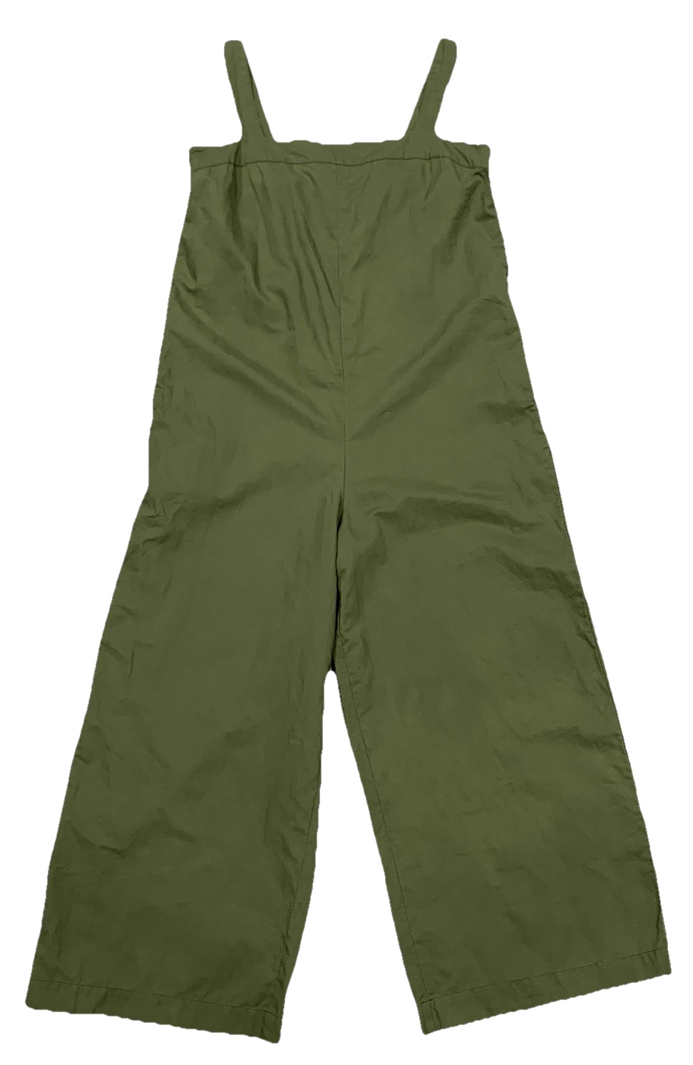 Uniqlo women Jumpsuit sz M Linen Blend Pockets Button Adjustable Straps Wide Leg