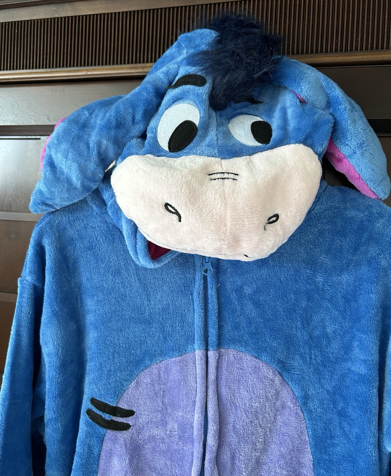 Eeyore, Winnie The Pooh Plush Fleece One Piece Zip Up Jumpsuit Romper Adult Size