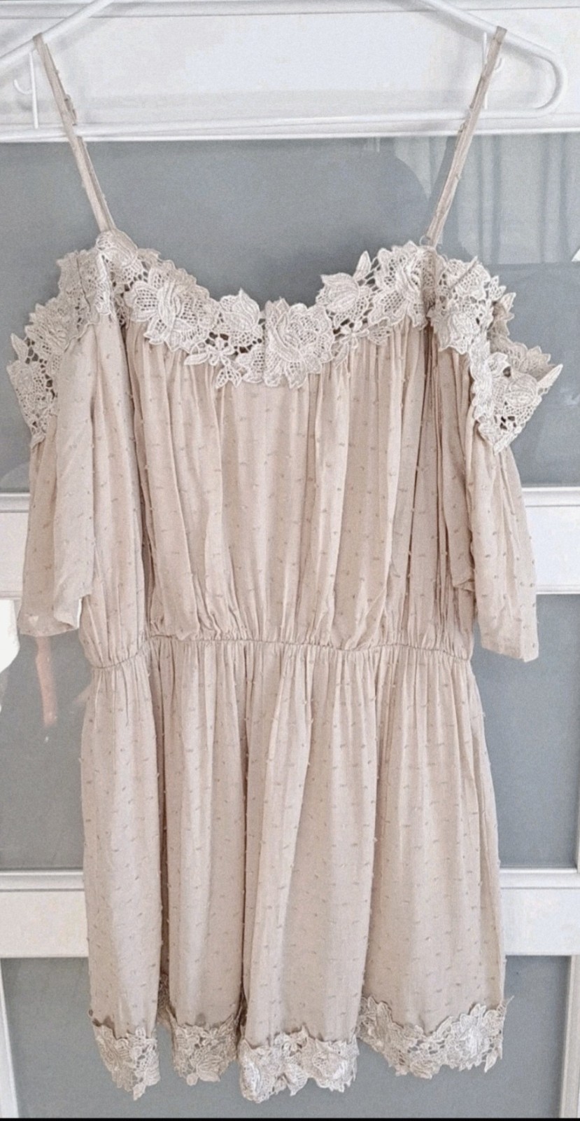 New Chelsea & Violet Shorts Romper Off Shoulder Women Junior Size Medium Lace