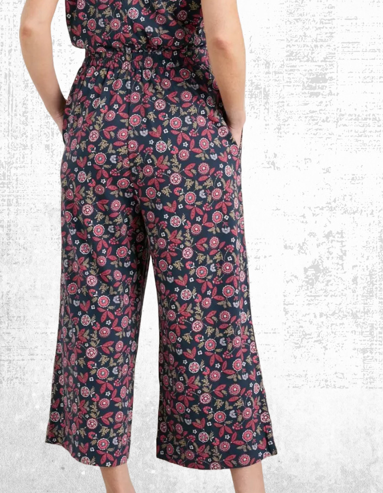 Womens Seasalt Wide Leg Jumpsuits in Floral Mosaic Coast Navy (A Bit Defect)