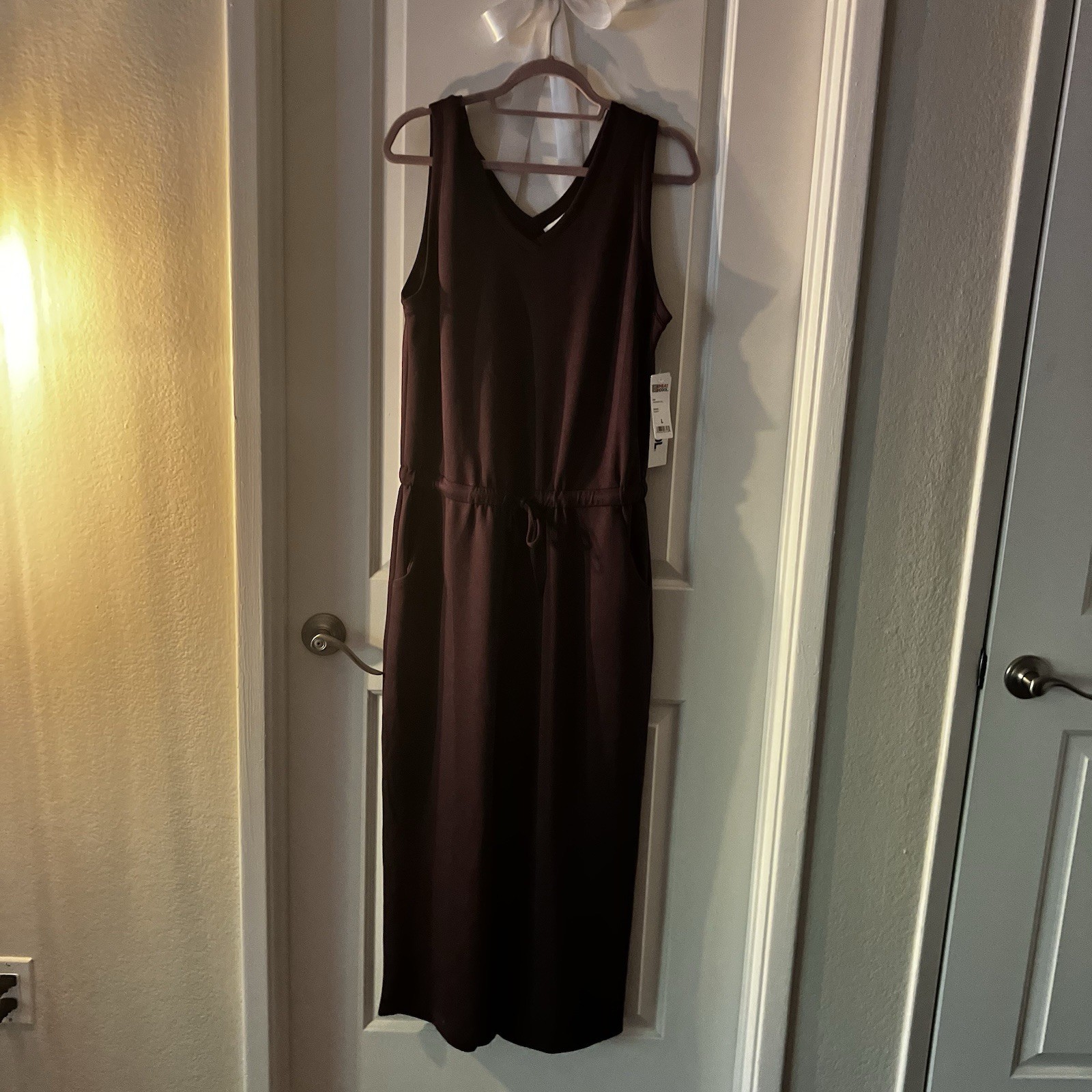 NWT 32 Degrees Cool Women’s Jumpsuit Size L Large Plum Oil Purple Knit Pocket