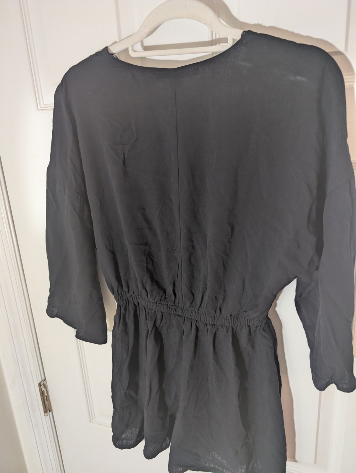 ONE CLOTHING Los Angeles Black V-Neck 3/4 Sleeve Romper Elastic Waist Women M
