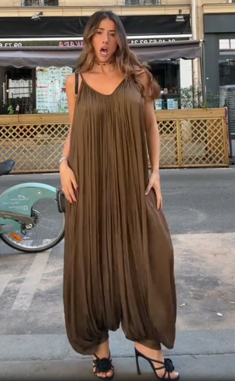 Zara ZW Collection Pleated Long Jumpsuit Tobacco Brown XS S M L 0034/042 New