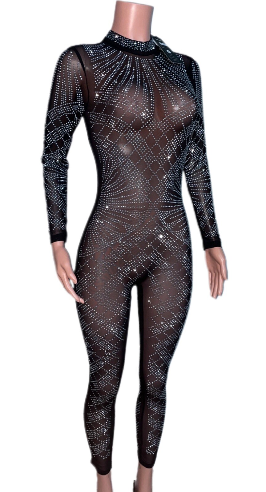 Black studded sparkly dark angel Fairy bodysuit JumpSuit Catsuit costume Gothic