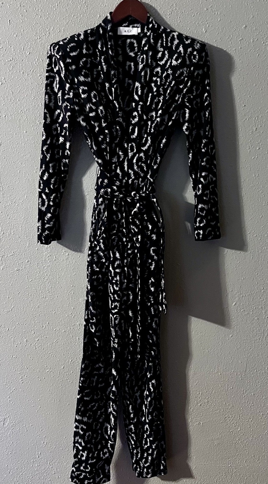 A.L.C. Kieran Leopard Jumpsuit in Black/White Size 2