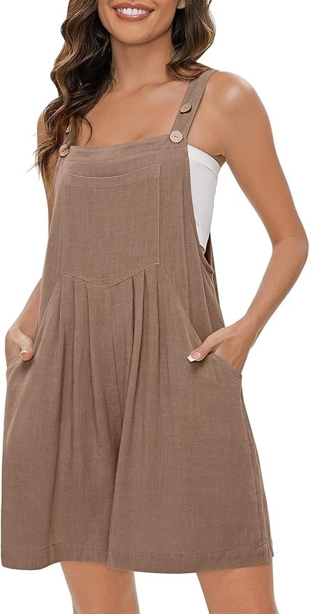 Summer Rompers for Women Short Overalls Loose Jumpsuit Beach Outfits, Large