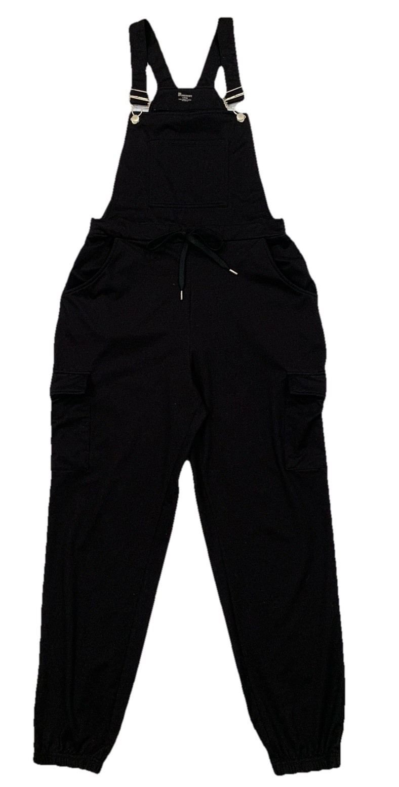 Stretch Knit Bib Overalls Cargo Pockets Elastic Waist/Leg Opening sz L 1(2-14)