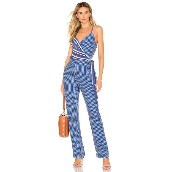 Rag & Bone NWT Blue Jumpsuit Silk Felix White Playsuit Stripe Tie 2