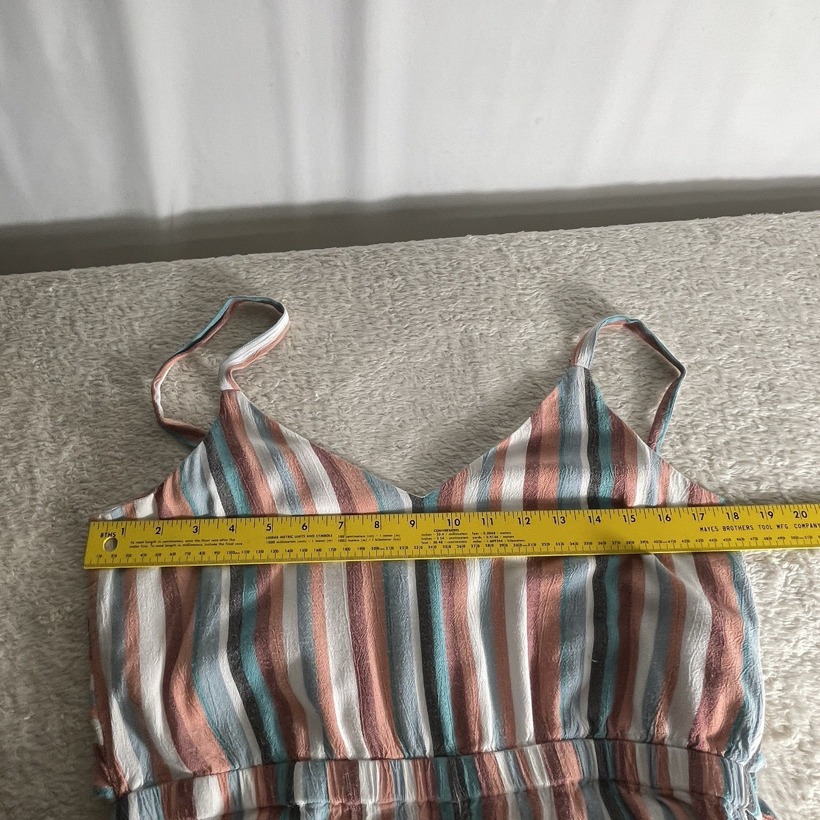Womens Striped Jumpsuit Coastal Beach Resort Boho Chic Festival Colorful Sz M