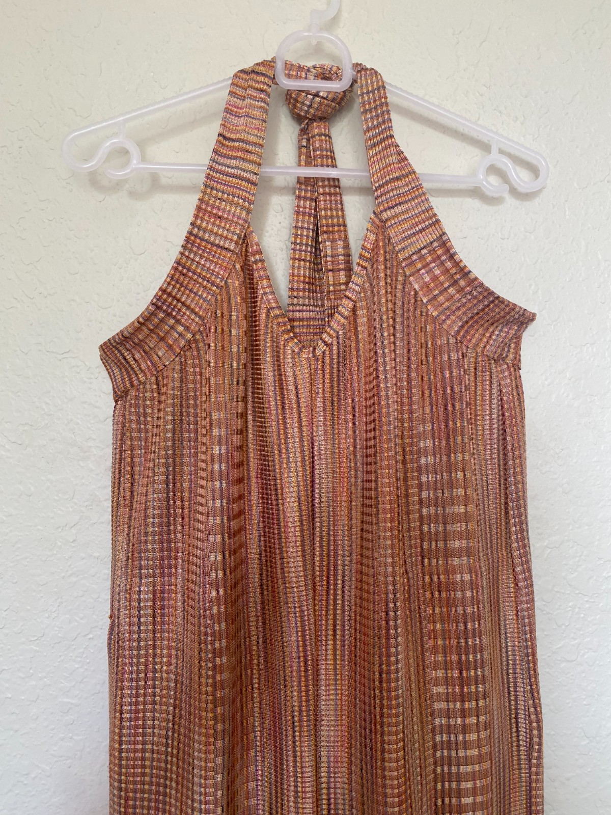 Alexis Orange Rib Knit Sleeveless Belted Jumpsuit, Size Large Open Back Stretch